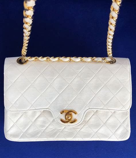 chanel crossbody round white|white vintage Chanel bag.